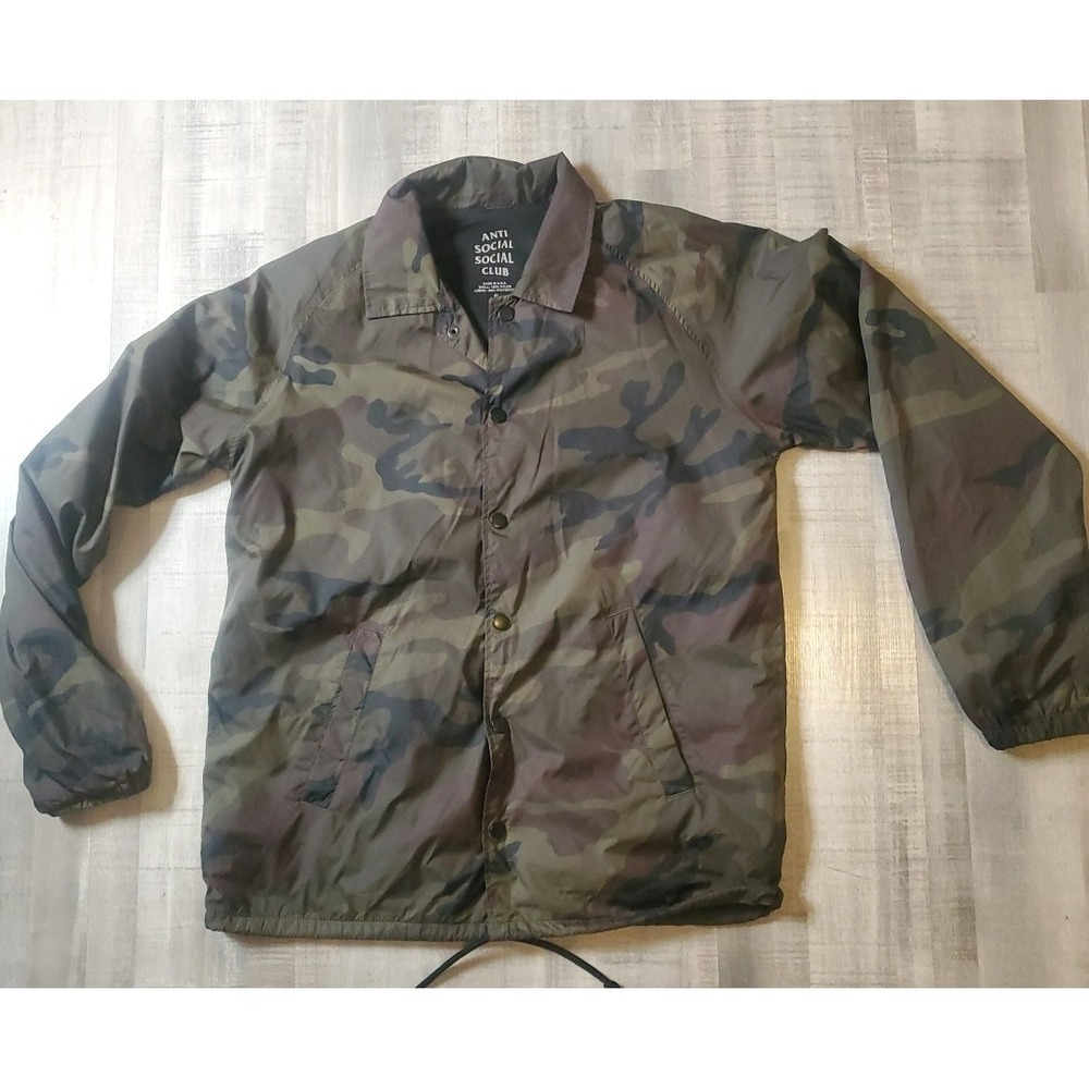 Anti Social Social Club Camouflage Jacket Windbreaker Men's Size Small snaps